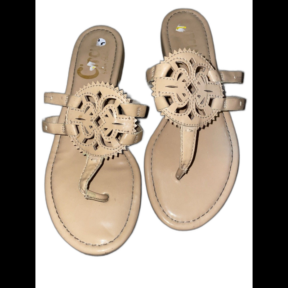 Circus by Sam Edelman Womens 8.5 Canyon Tan Neutral Thong Sandals Logo Flats